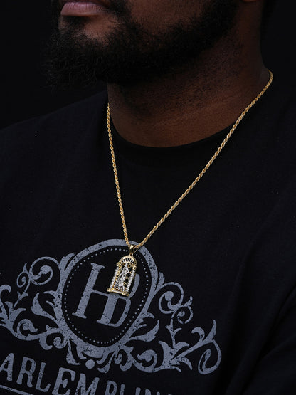 MOISSANITE St Lazarus Pendant - 14k Yellow Gold Vermeil Or 925 Silver - Small 1.75"