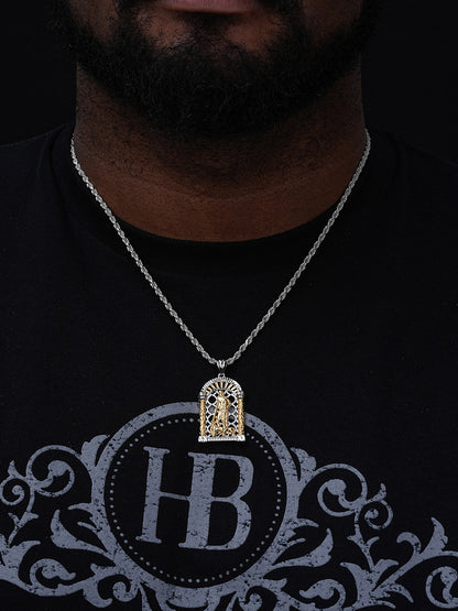 MOISSANITE St Lazarus Pendant - 14k Yellow Gold Vermeil Or 925 Silver - Small 1.75"