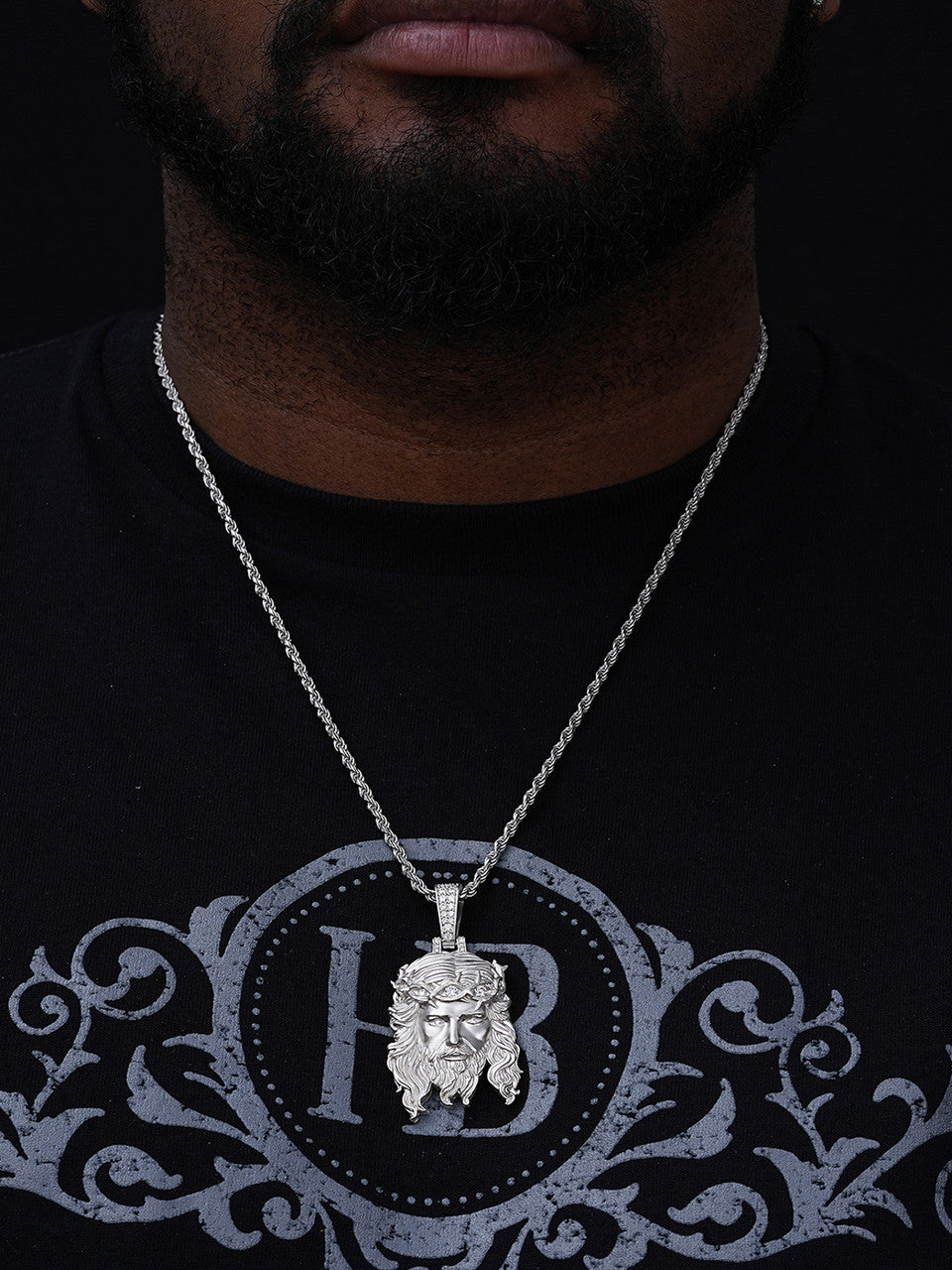 MOISSANITE #1 Bestseller Jesus Piece Pendant - Sandblasted Matte Finish 925 Silver - 3 Sizes 1.5"-3"