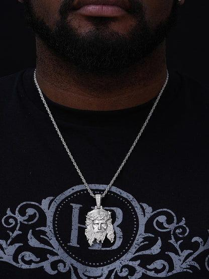MOISSANITE #1 Bestseller Jesus Piece Pendant - Sandblasted Matte Finish 925 Silver - 3 Sizes 1.5"-3"