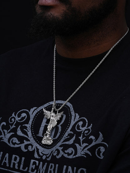 MOISSANITE Saint St Michael Slaying Dragon Archangel Pendant - 925 Silver - 3 Sizes 1"-3"