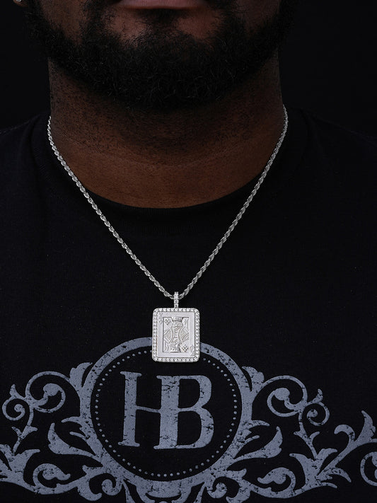 MOISSANITE Lucky King Of Diamonds Pendant - 14k Gold Vermeil Or 925 Silver - Medium 2"