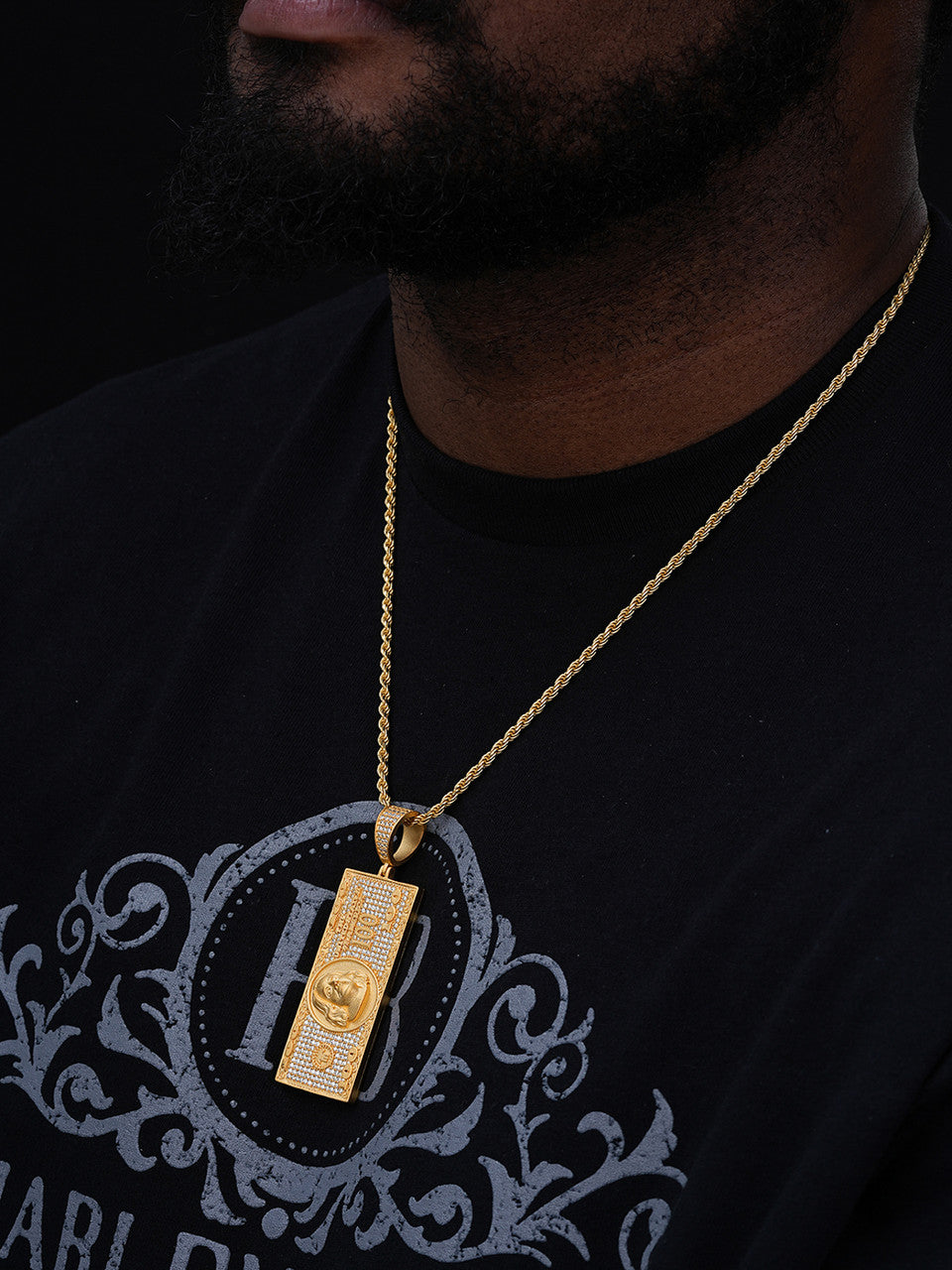 MOISSANITE Hip Hop $100 Dollar Bill Pendant - 14k Gold Vermeil Or 925 Silver - Large 3"