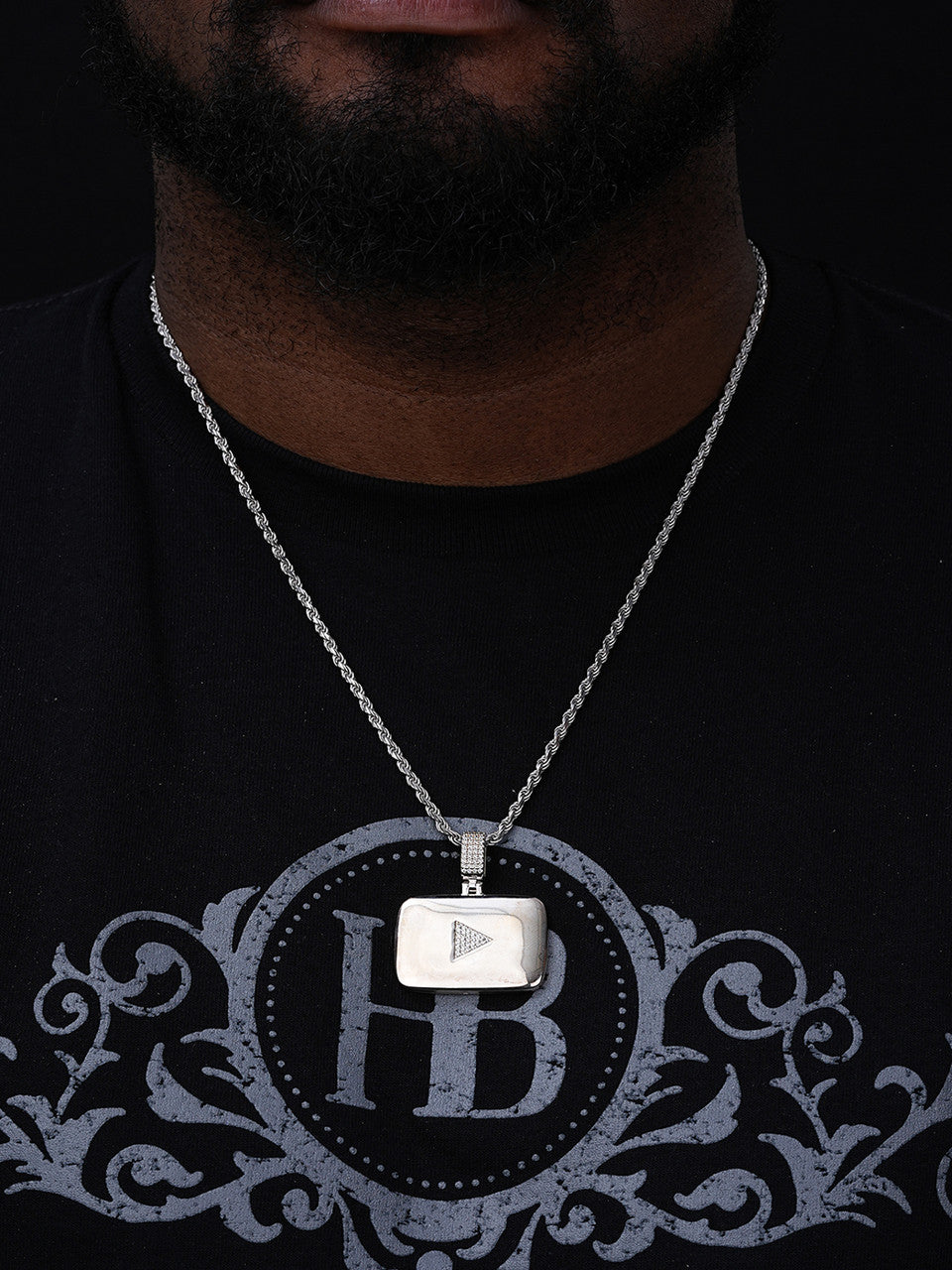 MOISSANITE Youtube Play Button Pendant - 14k Gold Vermeil Or 925 Silver - Small 1.5"