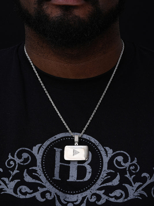 MOISSANITE Youtube Play Button Pendant - 14k Gold Vermeil Or 925 Silver - Small 1.5"