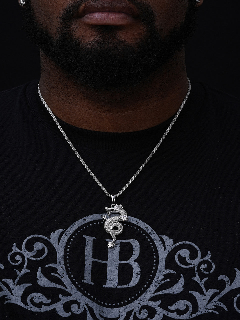 MOISSANITE 3D Dragon Hip Hop Pendant - 14k Gold Vermeil Or 925 Silver - Medium 2.25"