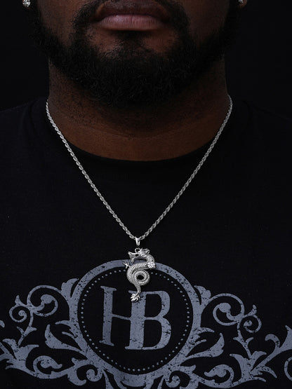 MOISSANITE 3D Dragon Hip Hop Pendant - 14k Gold Vermeil Or 925 Silver - Medium 2.25"