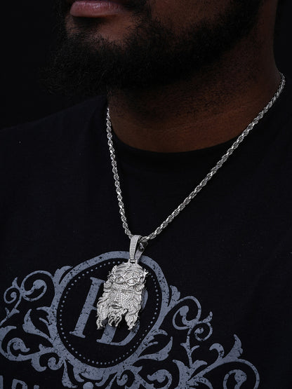 Jesus Bust Down Pendant - 925 Silver - CZ Stones - 2 Sizes 2.25"-3"