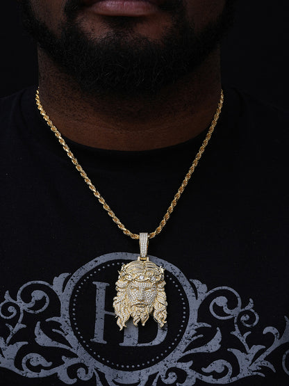 MOISSANITE  Iced Out Hip Hop Jesus Pendant - 14k Gold Vermeil 925 Silver  - 2 Sizes 2.25"-3"
