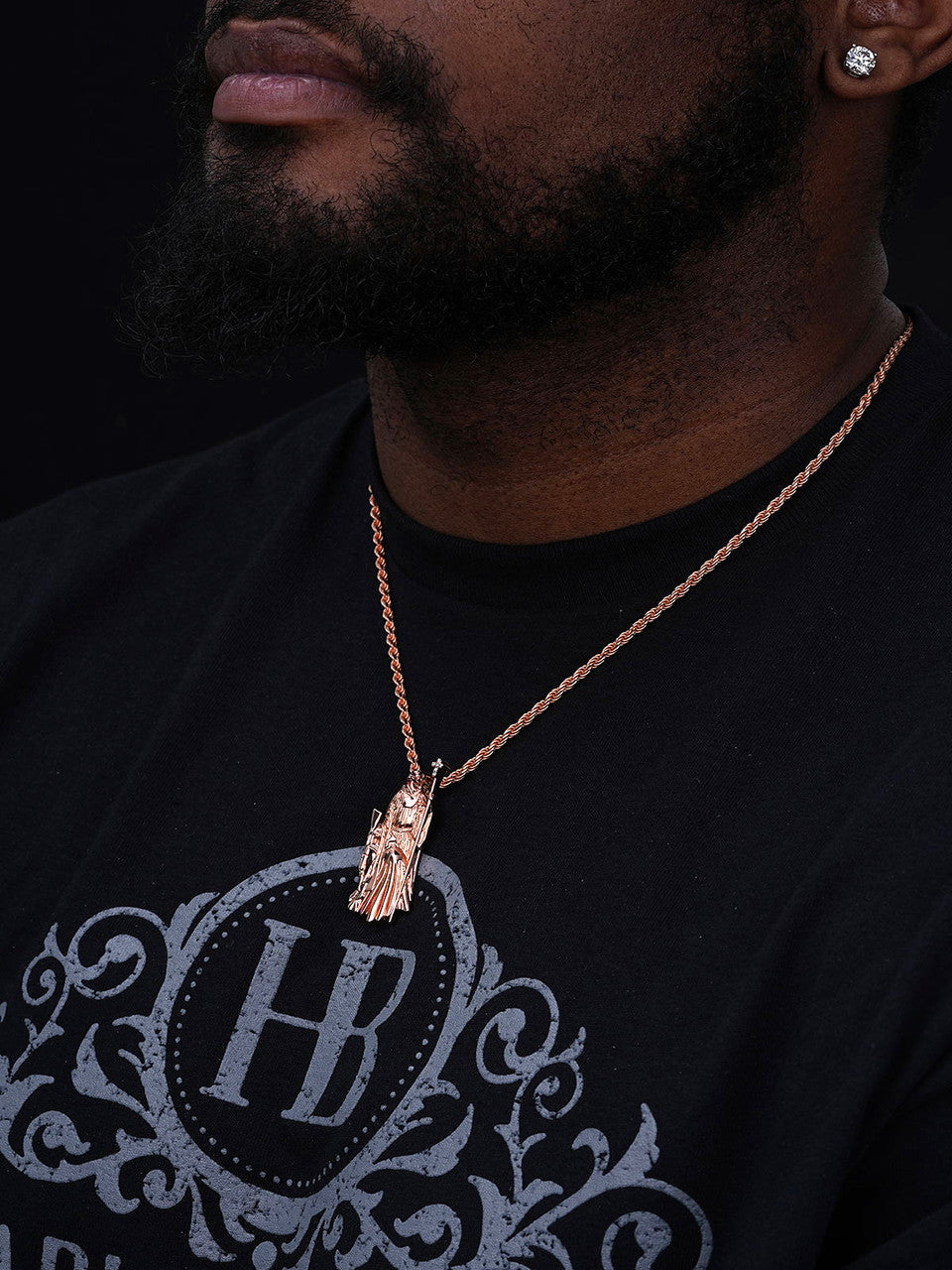 MOISSANITE Santa Muerte Grim Reaper Pendant W. AK47 - 14k Yellow Gold Vermeil Or 925 Silver - Medium 2"