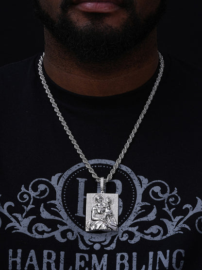 MOISSANITE Virgin Mary Pendant - 14k Gold Vermeil Or 925 Silver - Large 2.5"