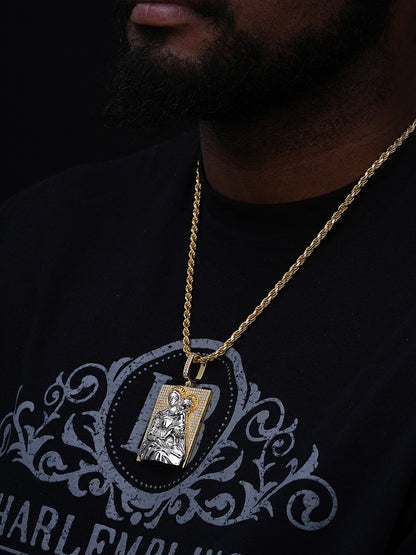 MOISSANITE Virgin Mary Pendant - 14k Gold Vermeil Or 925 Silver - Large 2.5"