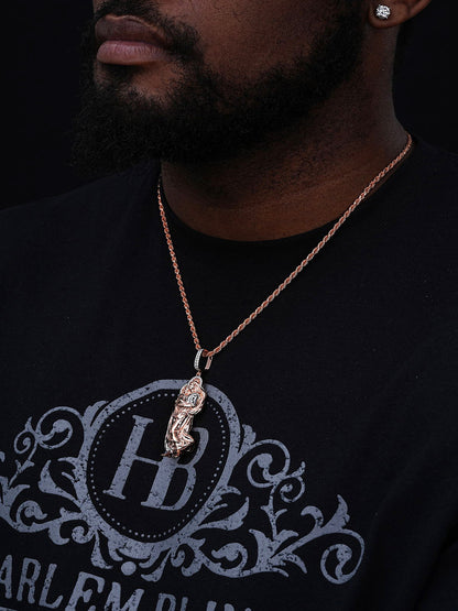 MOISSANITE Virgin Mary 3D Pendant - Yellow/Rose Gold Vermeil 925 Silver - Large 2.5"