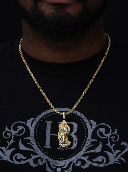 MOISSANITE Virgin Mary 3D Pendant - Yellow/Rose Gold Vermeil 925 Silver - Large 2.5"