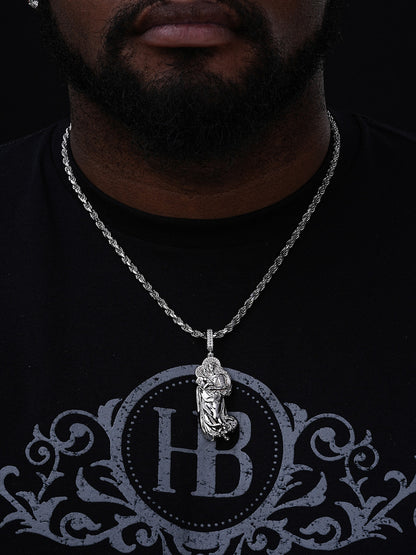 MOISSANITE Virgin Mary 3D Pendant - Yellow/Rose Gold Vermeil 925 Silver - Large 2.5"