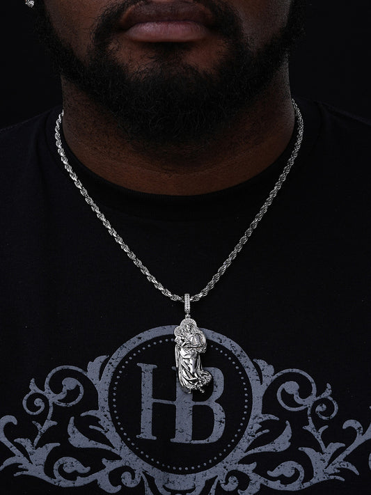 MOISSANITE Virgin Mary 3D Pendant - Yellow/Rose Gold Vermeil 925 Silver - Large 2.5"