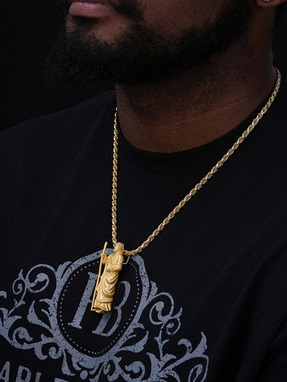 Heavy 3D San Judas Pendant - 14k Yellow/Rose Gold Vermeil Or 925 Silver - Large 2.5"