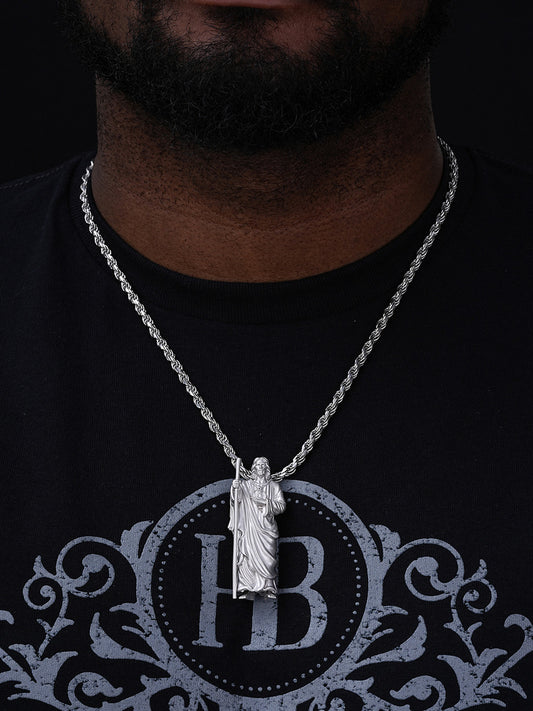 Heavy 3D San Judas Pendant - 14k Yellow/Rose Gold Vermeil Or 925 Silver - Large 2.5"