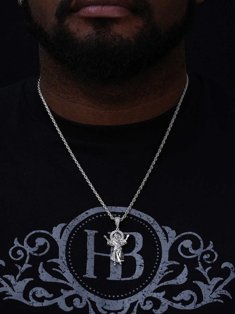 MOISSANITE Iced Santo Niño de Atocha Baby Jesus Pendant Necklace