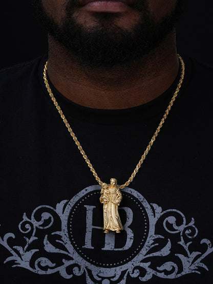 Heavy 3D St Joseph W Baby Jesus Pendant - Sandblasted Matte Finish 14k Gold Vermeil Or 925 Silver - Large 2.5"
