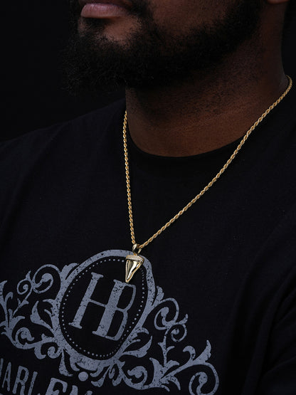 MOISSANITE Shark Tooth Iced Out Pendant - 14k Gold Vermeil Or 925 Silver - Small 1"