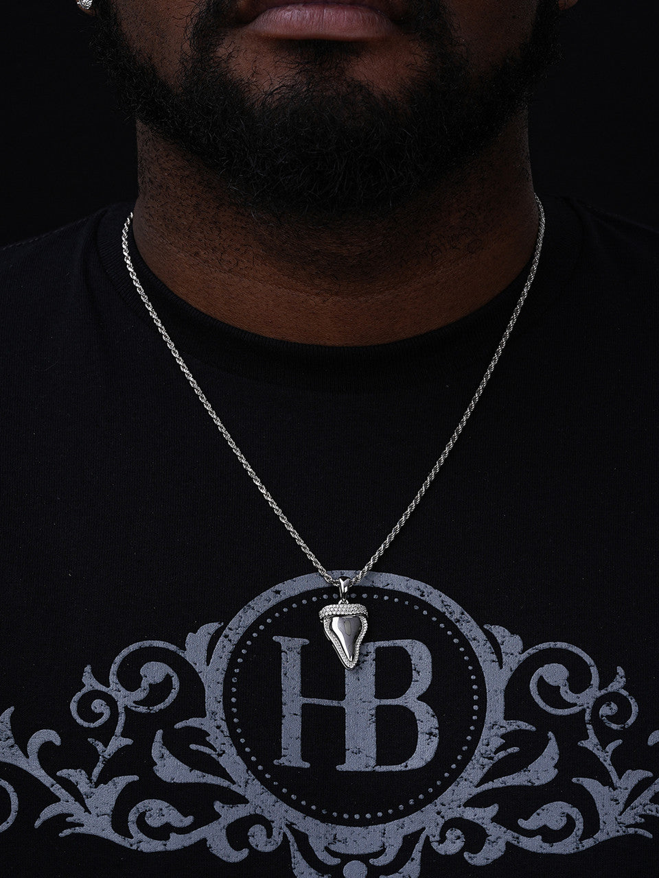 MOISSANITE Shark Tooth Iced Out Pendant - 14k Gold Vermeil Or 925 Silver - Small 1"