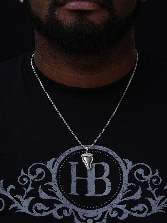 MOISSANITE Shark Tooth Iced Out Pendant - 14k Gold Vermeil Or 925 Silver - Small 1"