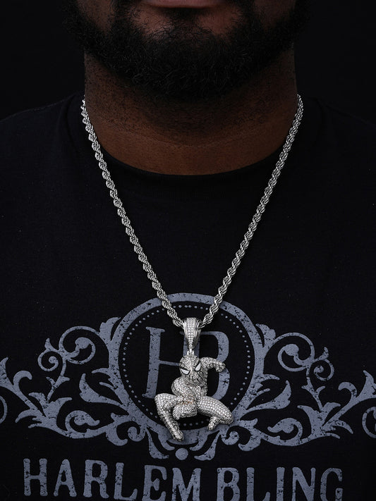 MOISSANITE Spiderman Iced Out Pendant - 14k Gold Vermeil Or 925 Silver - Large 2.5"