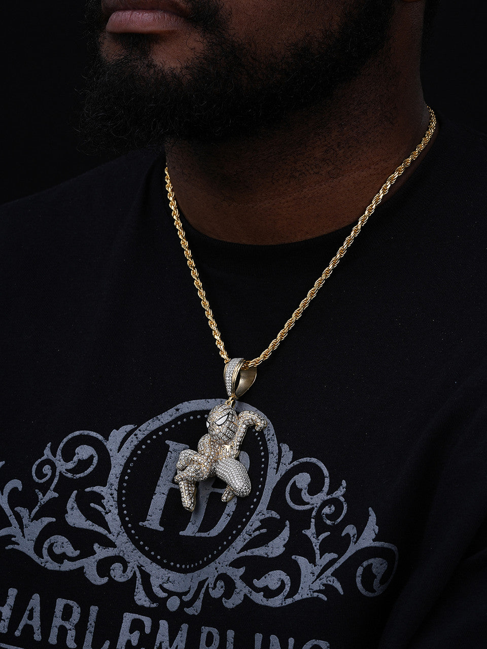 MOISSANITE Spiderman Iced Out Pendant - 14k Gold Vermeil Or 925 Silver - Large 2.5"