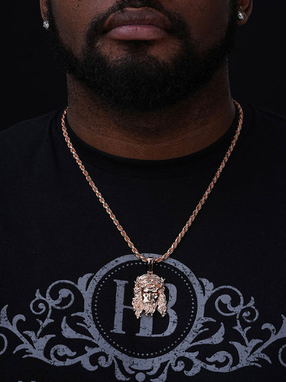 #1 Bestseller Jesus Piece Pendant - 14k Rose Gold Vermeil 925 Silver - 3 Sizes 1.5"-3"