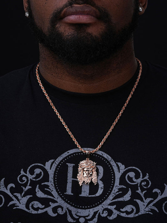 #1 Bestseller Jesus Piece Pendant - 14k Rose Gold Vermeil 925 Silver - 3 Sizes 1.5"-3"