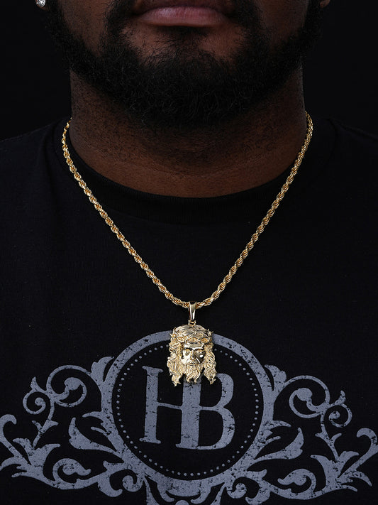 MOISSANITE #1 Bestseller Jesus Piece Pendant - 14k Gold Vermeil 925 Silver - 3 Sizes 1.5"-3"