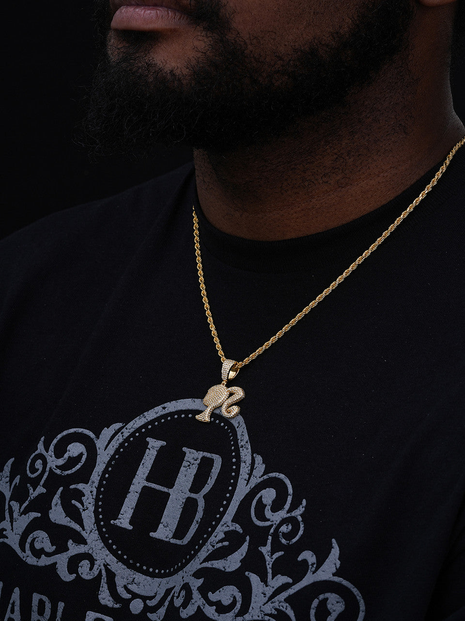 MOISSANITE Barbie Doll Iced Out Pendant - 14k Yellow/Rose Gold Vermeil or 925 Silver - Small 1.25"