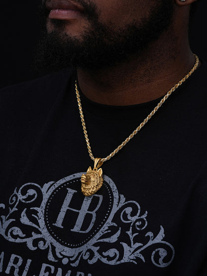 Wolf Head High Detailed Pendant - Sandblasted Matte Finish 14k Gold Vermeil Or 925 Silver - Medium 2"