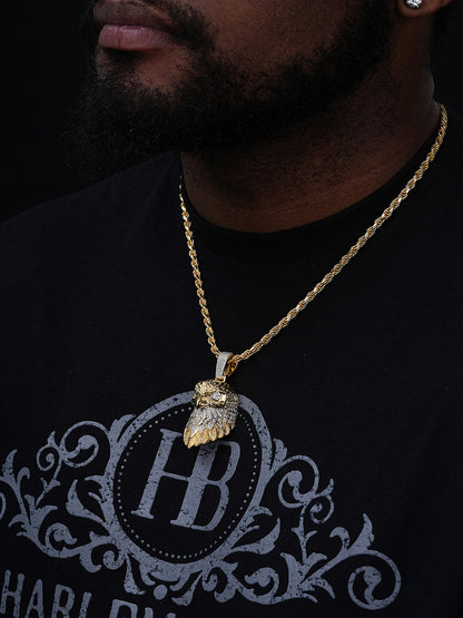 MOISSANITE 3D Bald Eagle Pendant - 14k Gold Vermeil Or 925 Silver - Large 2.5"