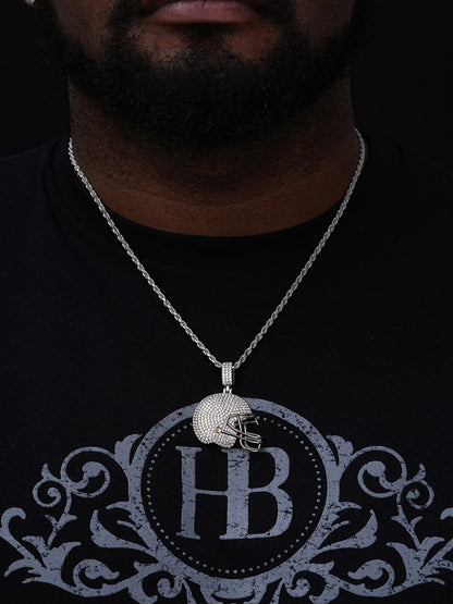 MOISSANITE Football Helmet Iced Out Pendant - 14k Gold Vermeil Or 925 Silver - Small 1.5"