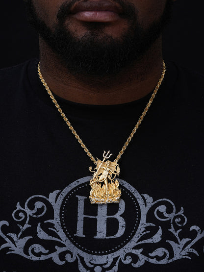 MOISSANITE Devil Satan Pendant - Iced Diablo Demon - 14k Yellow/Rose Gold Vermeil Or 925 Silver  - Large 2.5"