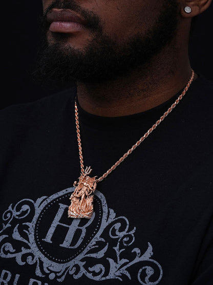 MOISSANITE Devil Satan Pendant - Iced Diablo Demon - 14k Yellow/Rose Gold Vermeil Or 925 Silver  - Large 2.5"