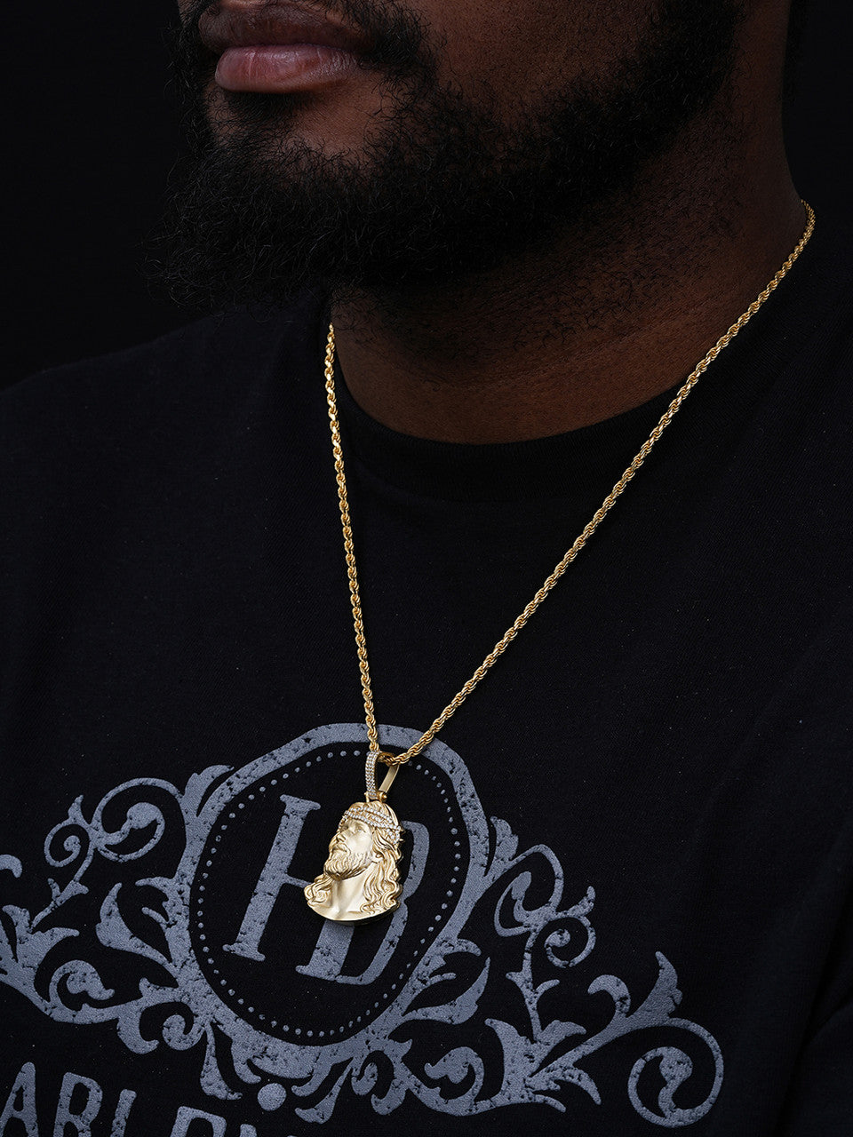 MOISSANITE Passion Of The Christ Jesus Pendant - 14k Gold Vermeil 925 Silver - 3 Sizes 1.5"-3"