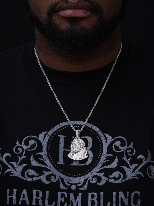 MOISSANITE Passion Of The Christ Jesus Pendant - 925 Silver - 3 Sizes 1.5"-3"