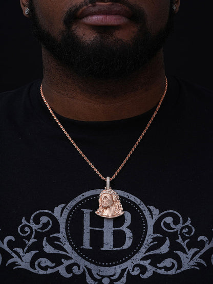 MOISSANITE Passion Of The Christ Jesus Pendant - 14k Rose Vermeil 925 Silver - 3 Sizes 1.5"-3"