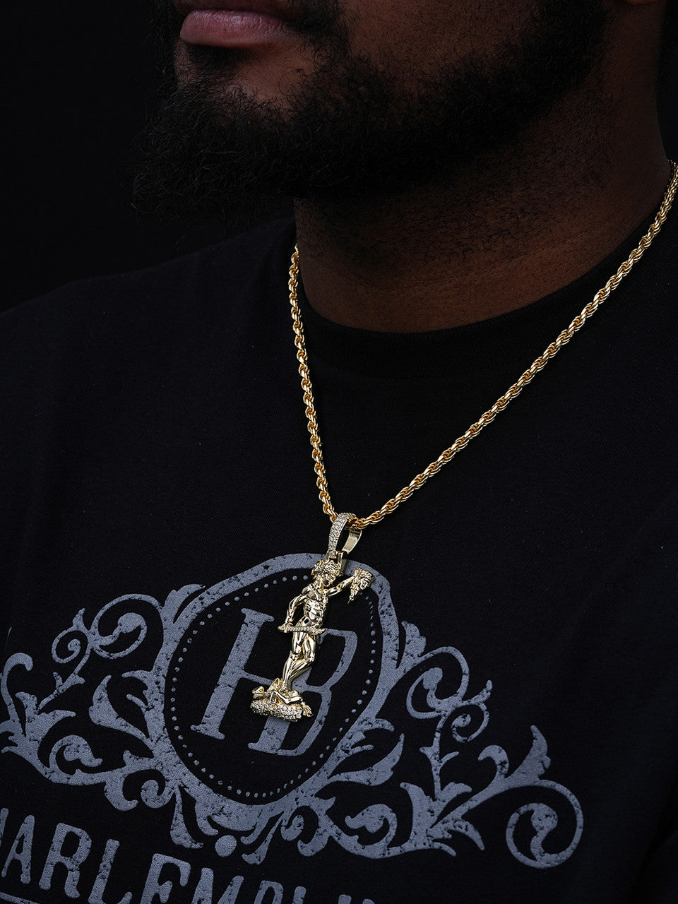 MOISSANITE Perseus W. Medusa Head Pendant - 14k Gold Vermeil 925 Silver - 3 Sizes 1"-3"