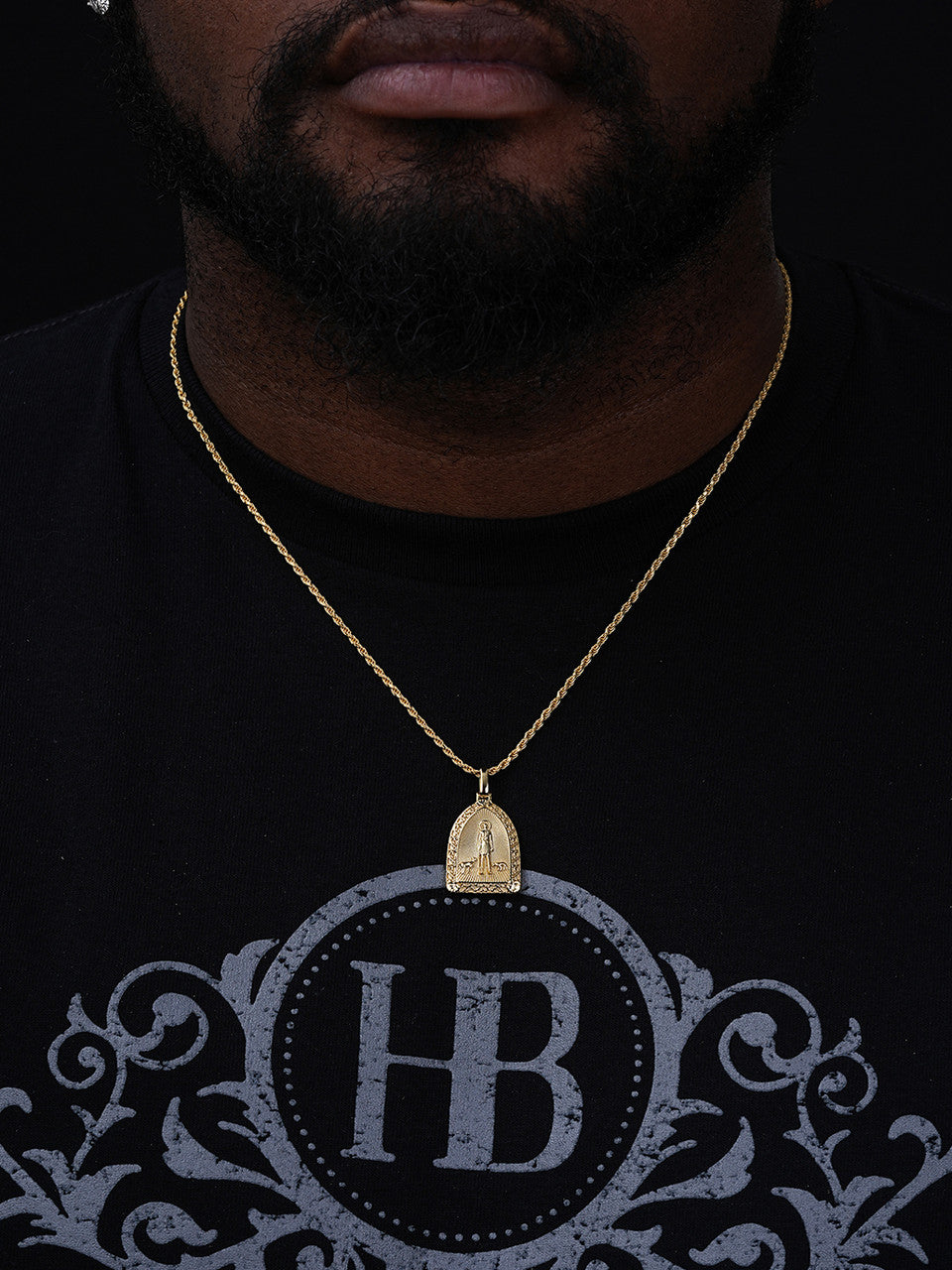 St Lazarus Plain Medallion Pendant - 14k Gold Vermeil Or 925 Silver - Small 1.25"