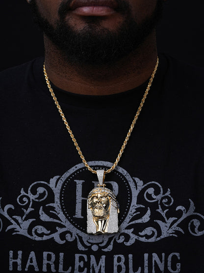 MOISSANITE Hip Hop Jesus Piece Opens Up Ten Commandments  - 14k Yellow Gold Vermeil Or 925 Silver - Large 3.25"
