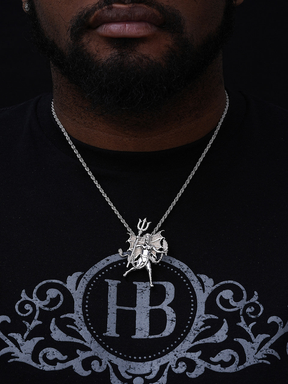 MOISSANITE Devil Satan Pendant - 925 Silver - 3 Sizes 1"-2.5"