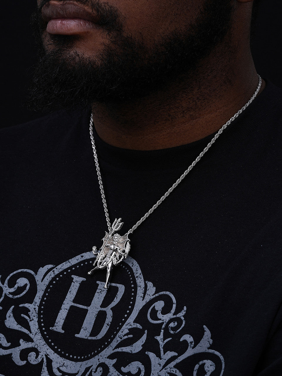 MOISSANITE Devil Satan Pendant - 925 Silver - 3 Sizes 1"-2.5"