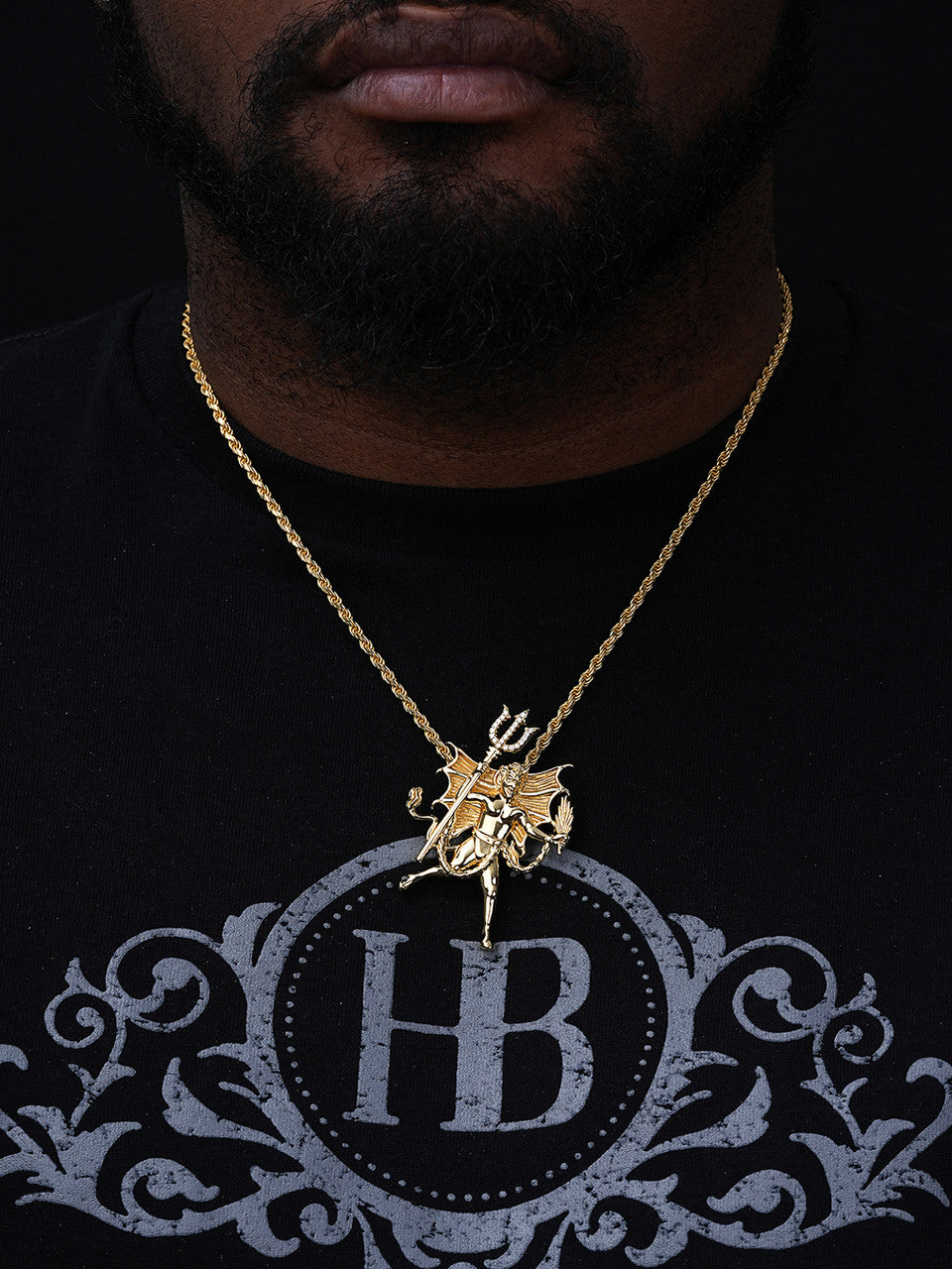 MOISSANITE Devil Satan Pendant - 14k Gold Vermeil 925 Silver - 3 Sizes 1"-2.5"