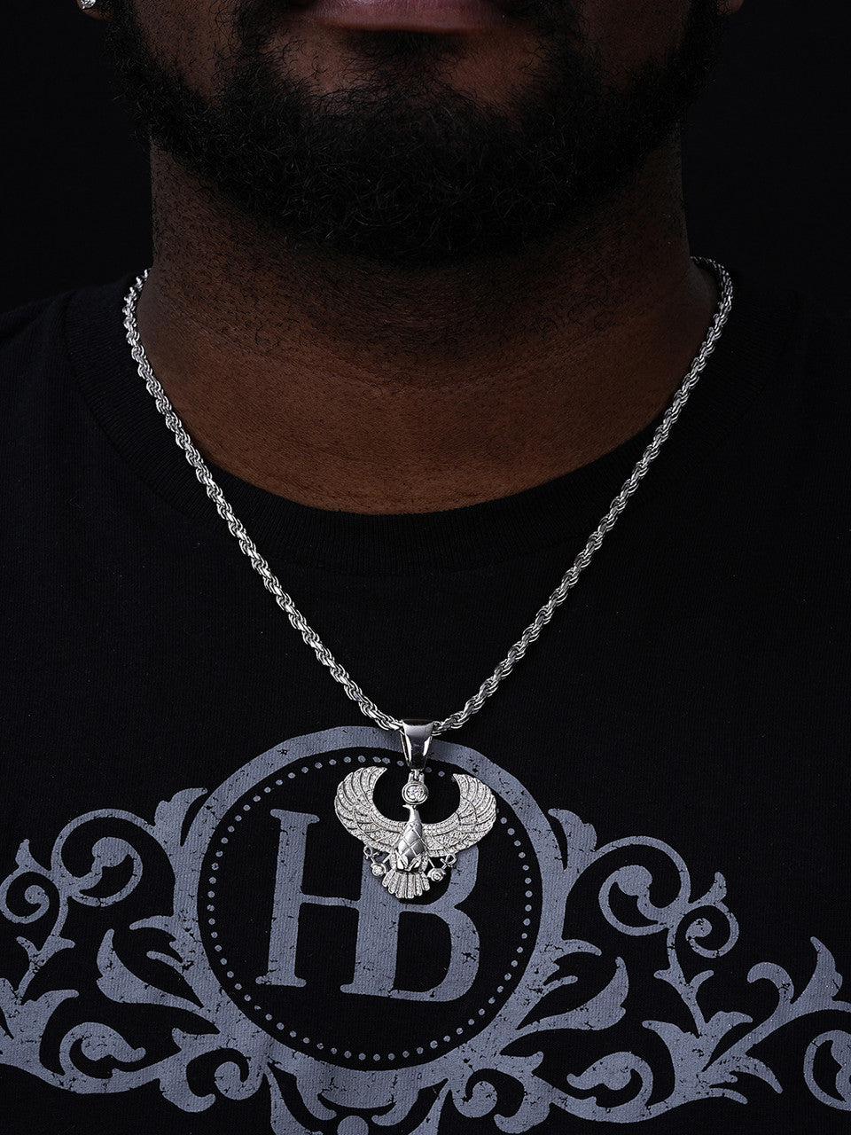 MOISSANITE Horus W. Ankh Pendant - 14k Gold Vermeil Or 925 Silver - Medium 2"