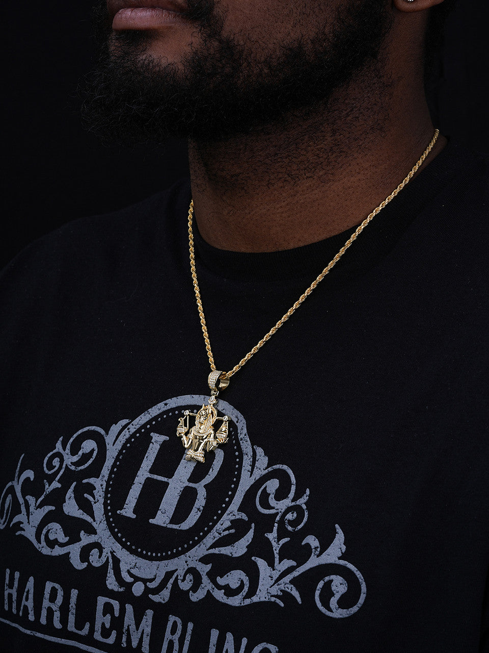 MOISSANITE Anubis Egyptian Pharoah Pendant - 14k Gold Vermeil Or 925 Silver - Medium 2"