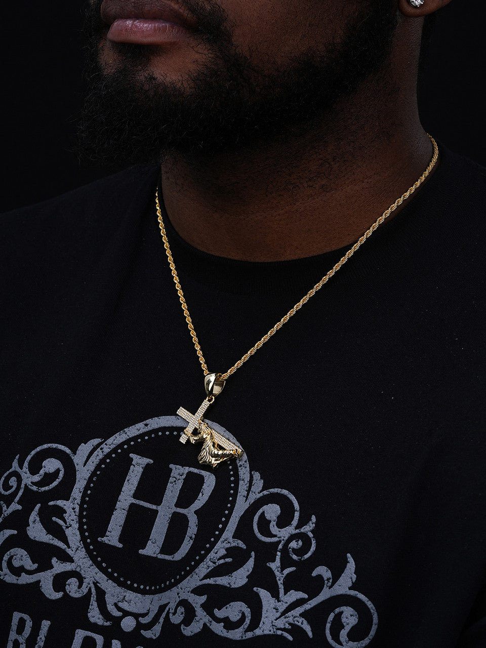 MOISSANITE Cross of Redemption Pendant - 14k Gold Vermeil 925 Silver - 3 Sizes 1"-3"